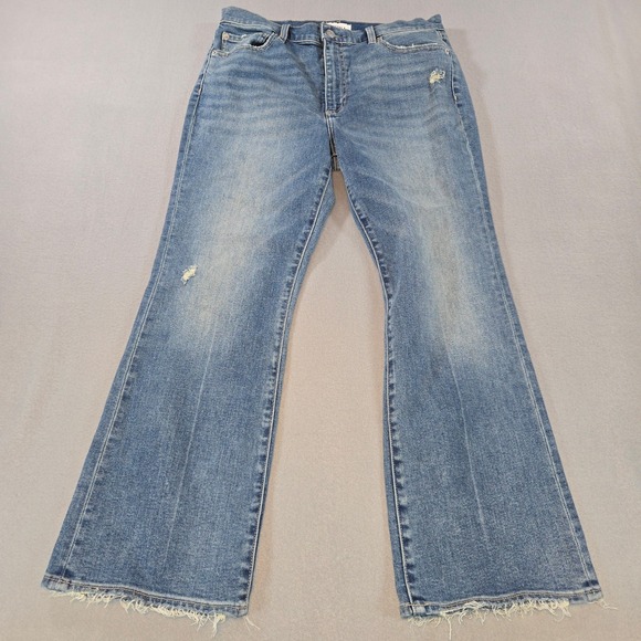 pistola Denim - Pistola Flare Jeans Women 30 Blue High Rise Distressed Raw Hem P00016088SJ‎